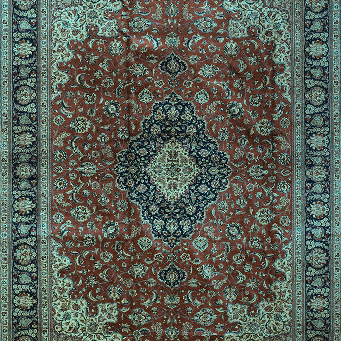 Machine Washable Medallion Light Blue Traditional Rug, wshtr2028lblu