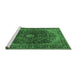 Sideview of Machine Washable Medallion Emerald Green Traditional Area Rugs, wshtr2028emgrn