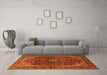 Machine Washable Medallion Orange Traditional Area Rugs in a Living Room, wshtr2028org