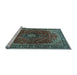 Sideview of Machine Washable Medallion Light Blue Traditional Rug, wshtr2028lblu