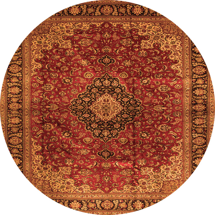Machine Washable Medallion Orange Traditional Area Rugs, wshtr2028org
