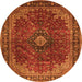 Machine Washable Medallion Orange Traditional Area Rugs, wshtr2028org