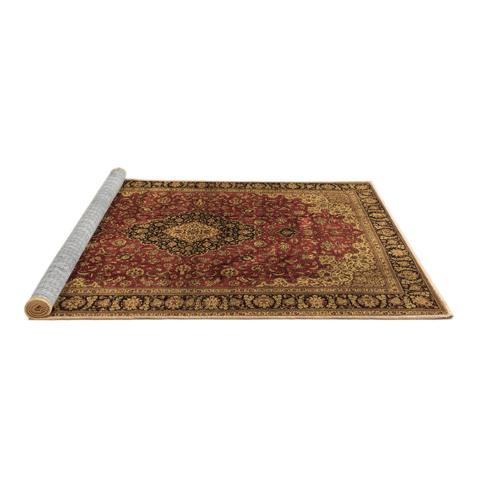Sideview of Machine Washable Medallion Brown Traditional Rug, wshtr2028brn