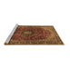 Sideview of Machine Washable Medallion Brown Traditional Rug, wshtr2028brn