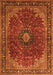 Serging Thickness of Machine Washable Medallion Orange Traditional Area Rugs, wshtr2028org