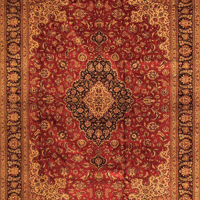 Serging Thickness of Machine Washable Medallion Orange Traditional Area Rugs, wshtr2028org