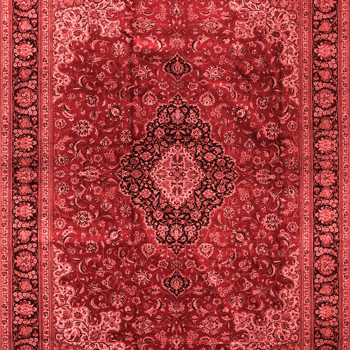 Machine Washable Medallion Red Traditional Rug, wshtr2028red