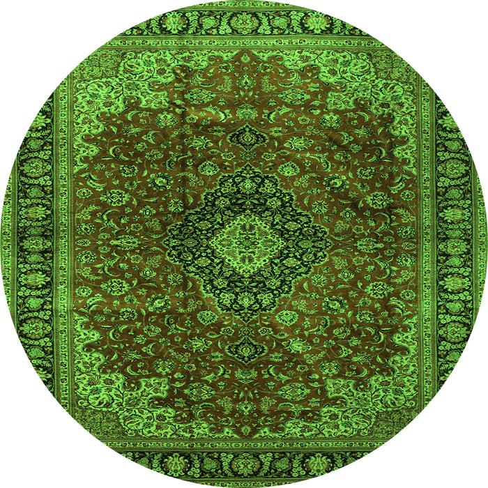 Square Medallion Green Traditional Rug, tr2028grn