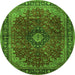 Square Medallion Green Traditional Rug, tr2028grn