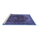 Sideview of Machine Washable Medallion Blue Traditional Rug, wshtr2028blu