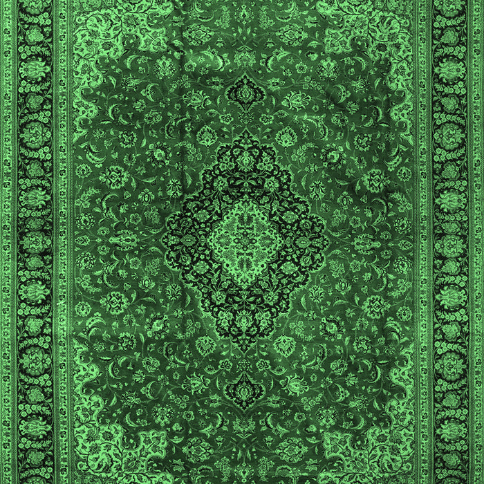 Machine Washable Medallion Emerald Green Traditional Area Rugs, wshtr2028emgrn