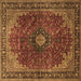 Square Medallion Brown Traditional Rug, tr2028brn