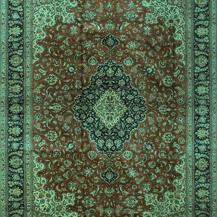 Machine Washable Medallion Turquoise Traditional Area Rugs, wshtr2028turq