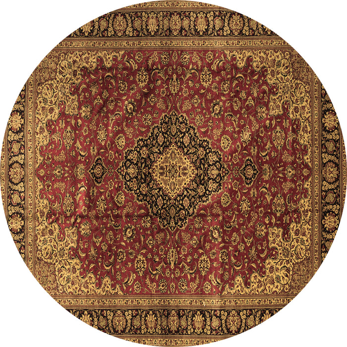 Round Medallion Brown Traditional Rug, tr2028brn