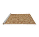 Sideview of Machine Washable Traditional Yellow Orange Rug, wshtr2029