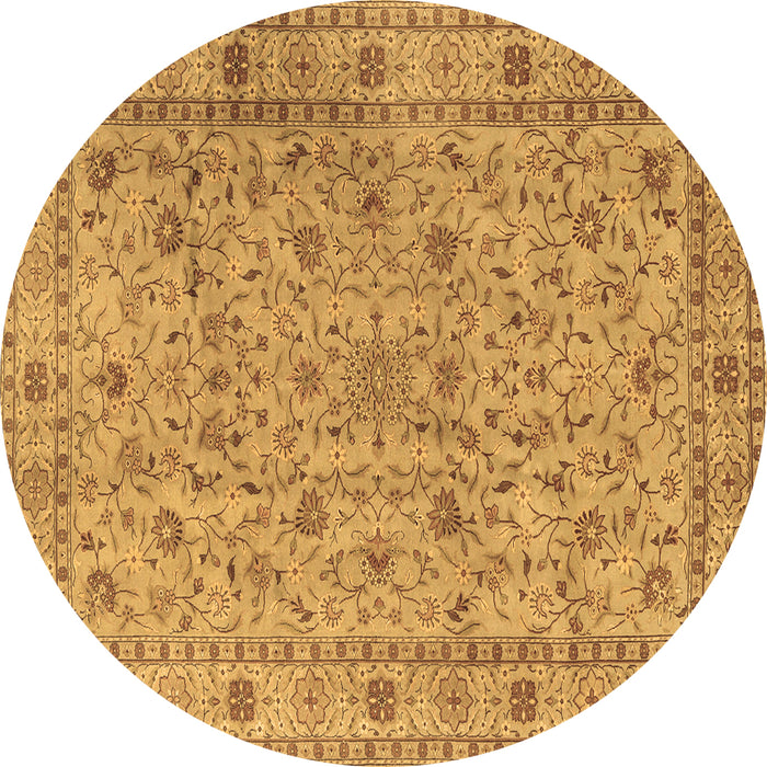 Round Machine Washable Persian Brown Traditional Rug, wshtr2029brn