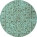 Round Machine Washable Persian Light Blue Traditional Rug, wshtr2029lblu