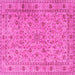 Square Machine Washable Persian Pink Traditional Rug, wshtr2029pnk