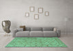 Machine Washable Persian Turquoise Traditional Area Rugs in a Living Room,, wshtr2029turq