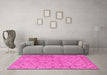 Machine Washable Persian Pink Traditional Rug in a Living Room, wshtr2029pnk