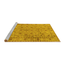 Sideview of Machine Washable Persian Yellow Traditional Rug, wshtr2029yw