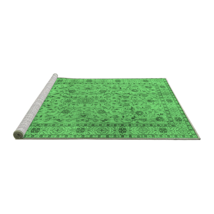 Sideview of Machine Washable Persian Emerald Green Traditional Area Rugs, wshtr2029emgrn