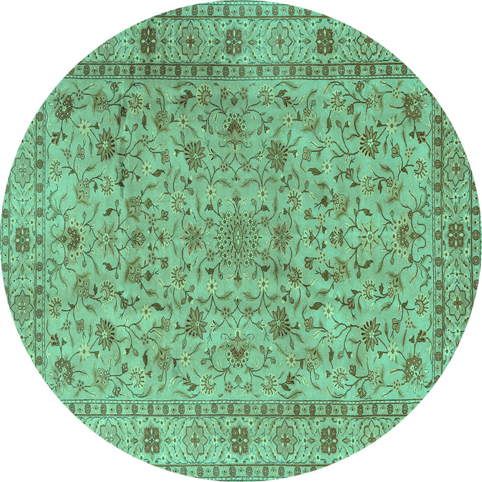 Round Persian Turquoise Traditional Rug, tr2029turq