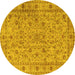 Round Machine Washable Persian Yellow Traditional Rug, wshtr2029yw