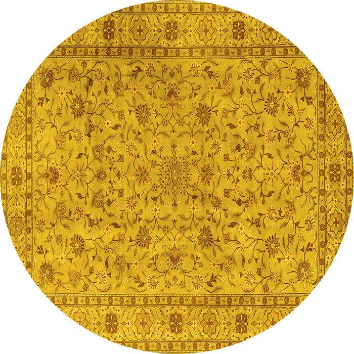 Round Persian Yellow Traditional Rug, tr2029yw