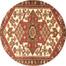 Round Persian Brown Traditional Rug, tr202brn