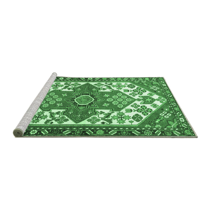 Sideview of Machine Washable Persian Emerald Green Traditional Area Rugs, wshtr202emgrn