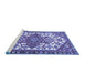 Sideview of Machine Washable Persian Blue Traditional Rug, wshtr202blu