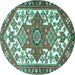 Round Machine Washable Persian Turquoise Traditional Area Rugs, wshtr202turq