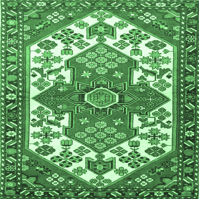 Square Machine Washable Persian Emerald Green Traditional Area Rugs, wshtr202emgrn