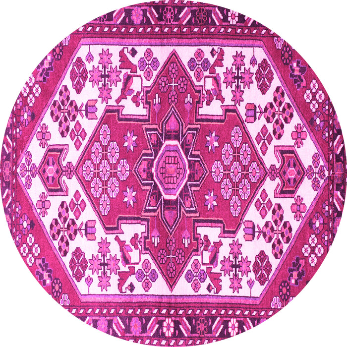 Round Persian Pink Traditional Rug, tr202pnk