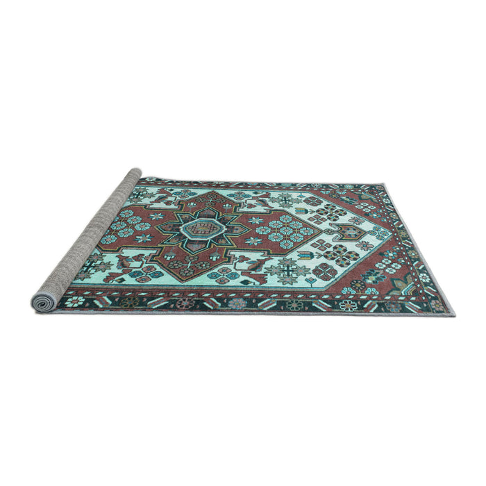 Sideview of Machine Washable Persian Light Blue Traditional Rug, wshtr202lblu