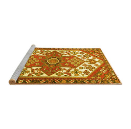 Sideview of Machine Washable Persian Yellow Traditional Rug, wshtr202yw