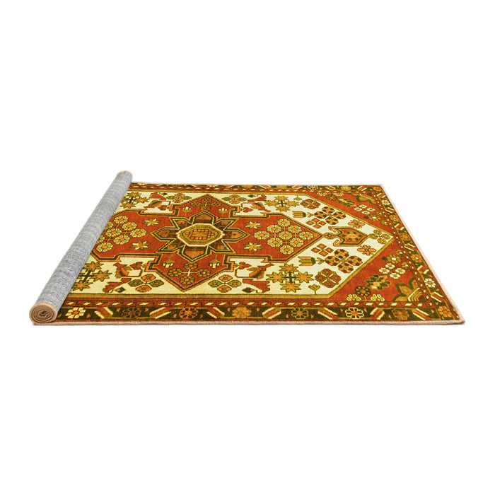 Sideview of Machine Washable Persian Yellow Traditional Rug, wshtr202yw
