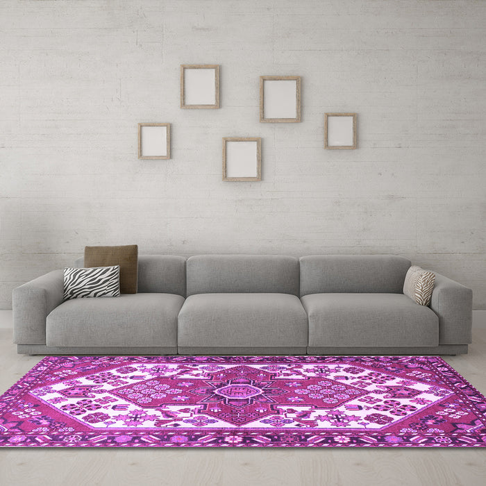 Machine Washable Persian Purple Traditional Area Rugs in a Living Room, wshtr202pur