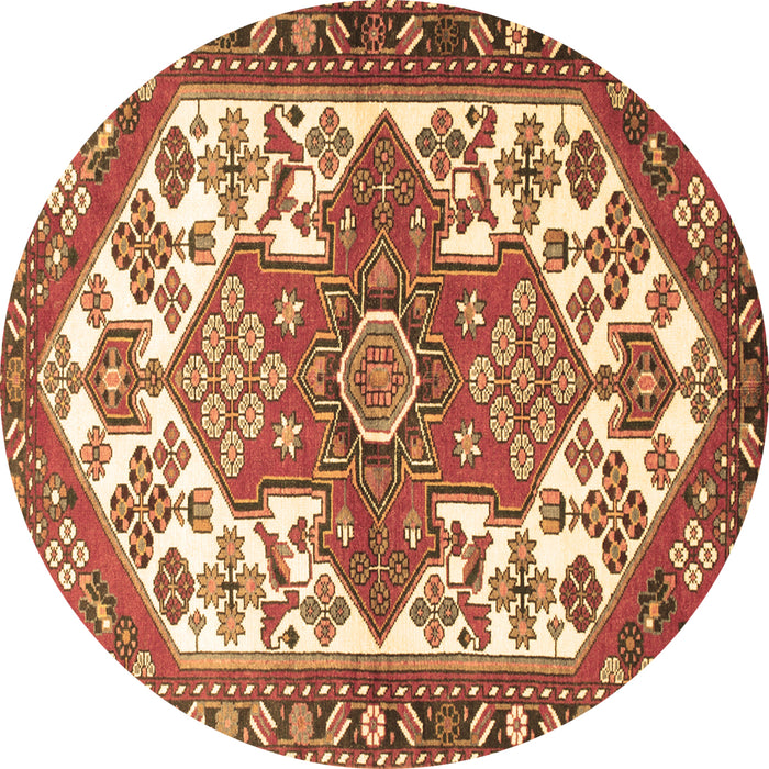 Round Machine Washable Persian Brown Traditional Rug, wshtr202brn