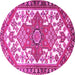 Round Machine Washable Persian Pink Traditional Rug, wshtr202pnk