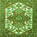 Round Machine Washable Persian Green Traditional Area Rugs, wshtr202grn