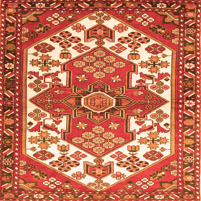 Round Machine Washable Persian Orange Traditional Area Rugs, wshtr202org