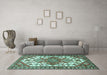 Machine Washable Persian Turquoise Traditional Area Rugs in a Living Room,, wshtr202turq