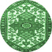 Round Persian Emerald Green Traditional Rug, tr202emgrn