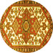 Round Persian Yellow Traditional Rug, tr202yw