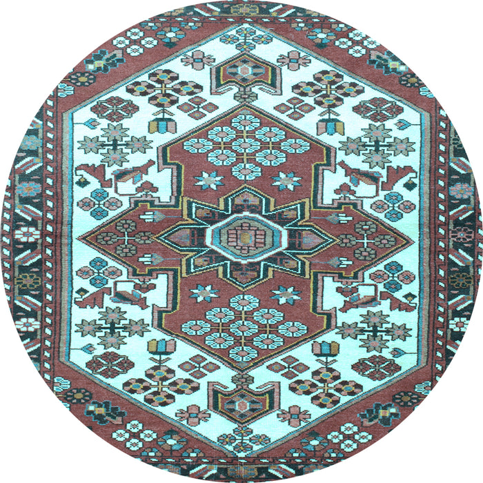 Round Persian Light Blue Traditional Rug, tr202lblu