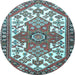 Round Persian Light Blue Traditional Rug, tr202lblu