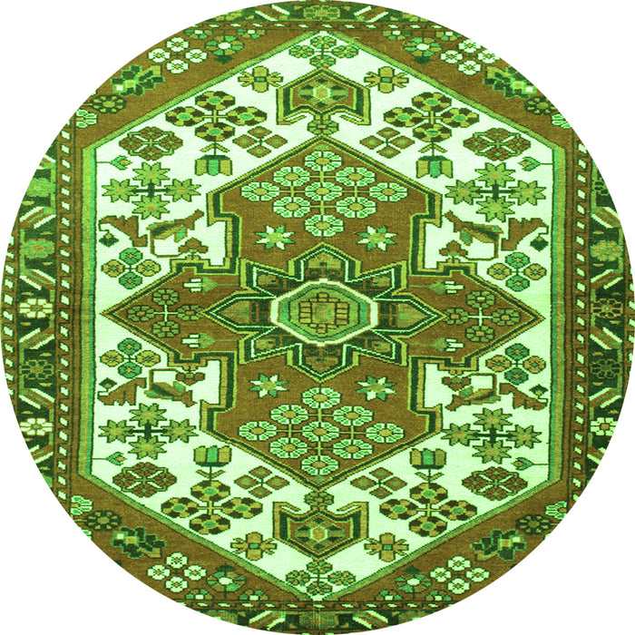 Square Persian Green Traditional Rug, tr202grn