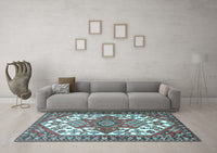 Machine Washable Persian Light Blue Traditional Rug, wshtr202lblu